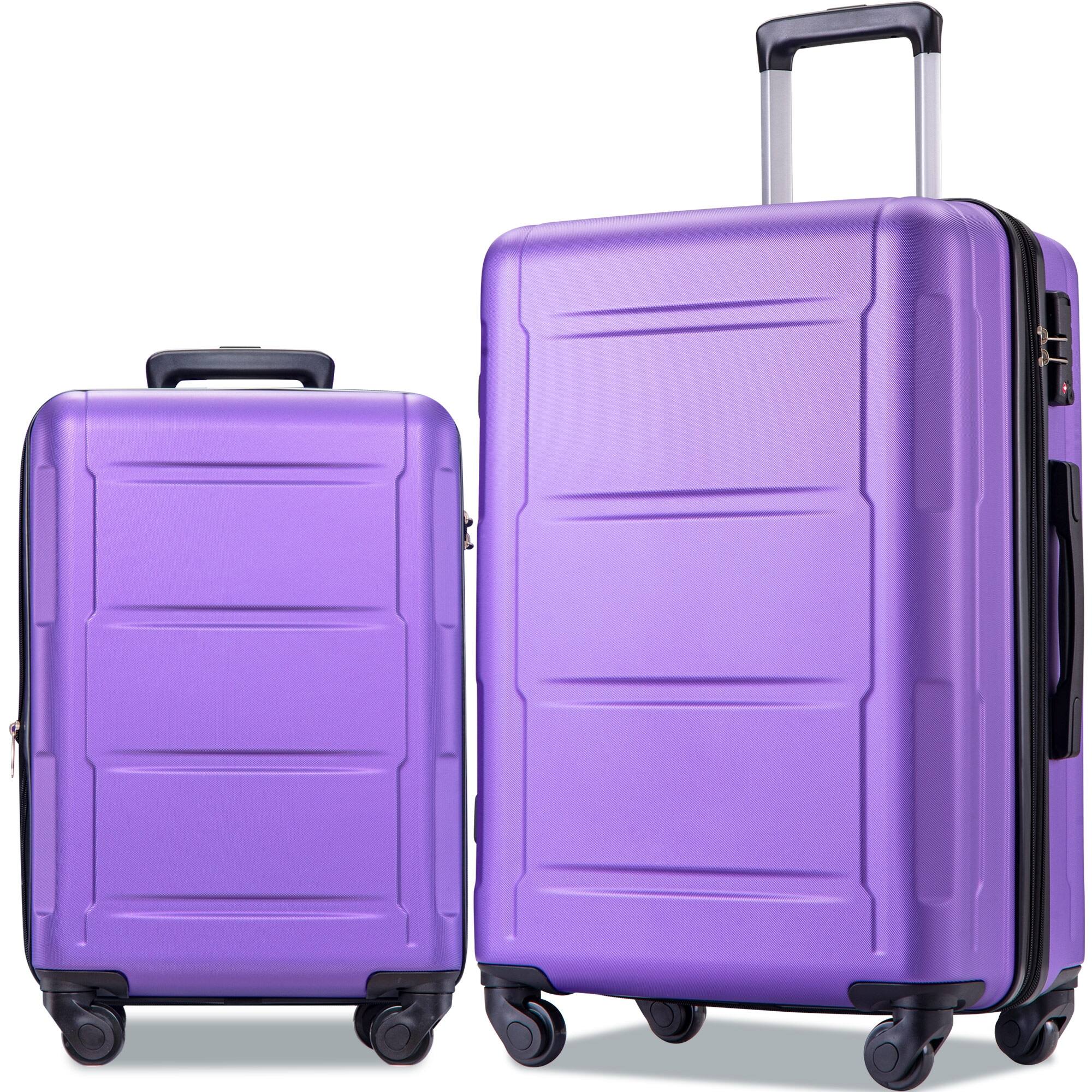 Purple 2 Piece Expanable ABS Lightweight Suitcase Camp Trunks 20"/28